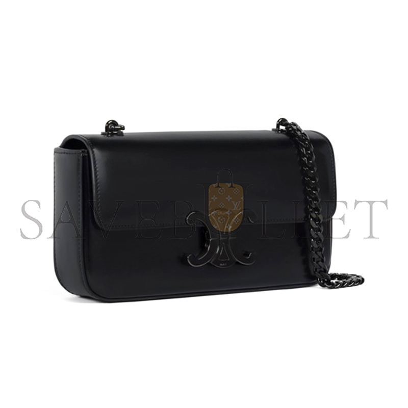 Ce1i*e triomphe so black shiny calfskin chain shoulder bag 197993eqj.38nn (20.5*10.5*4cm)